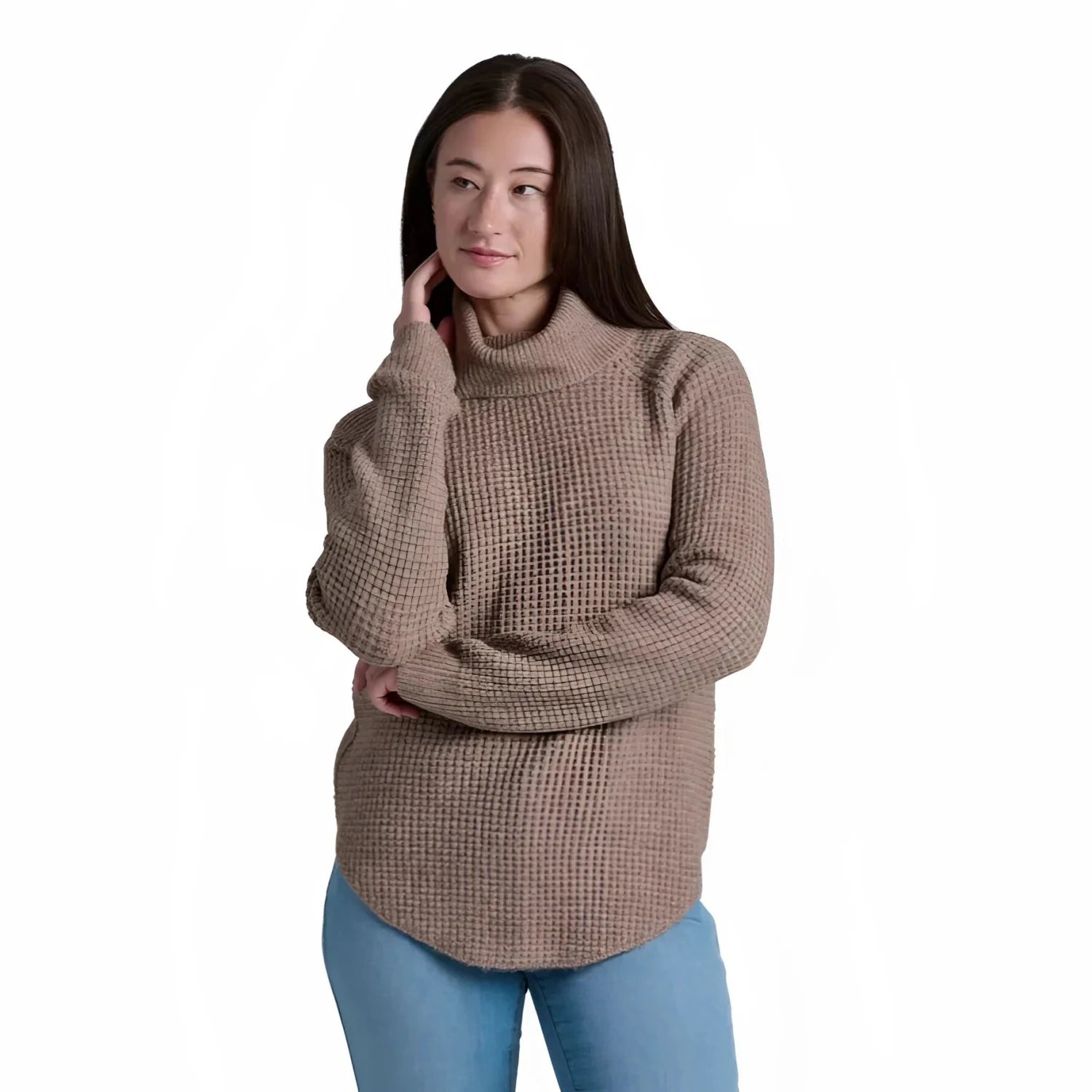 KÜHL® Women's Sienna™ Sweater in latte, on model front view
