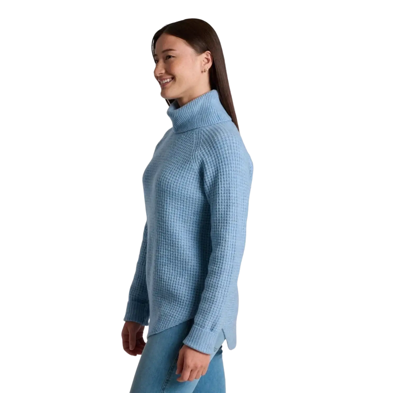 KÜHL® Women's Sienna™ Sweater in winter sky, on model side view