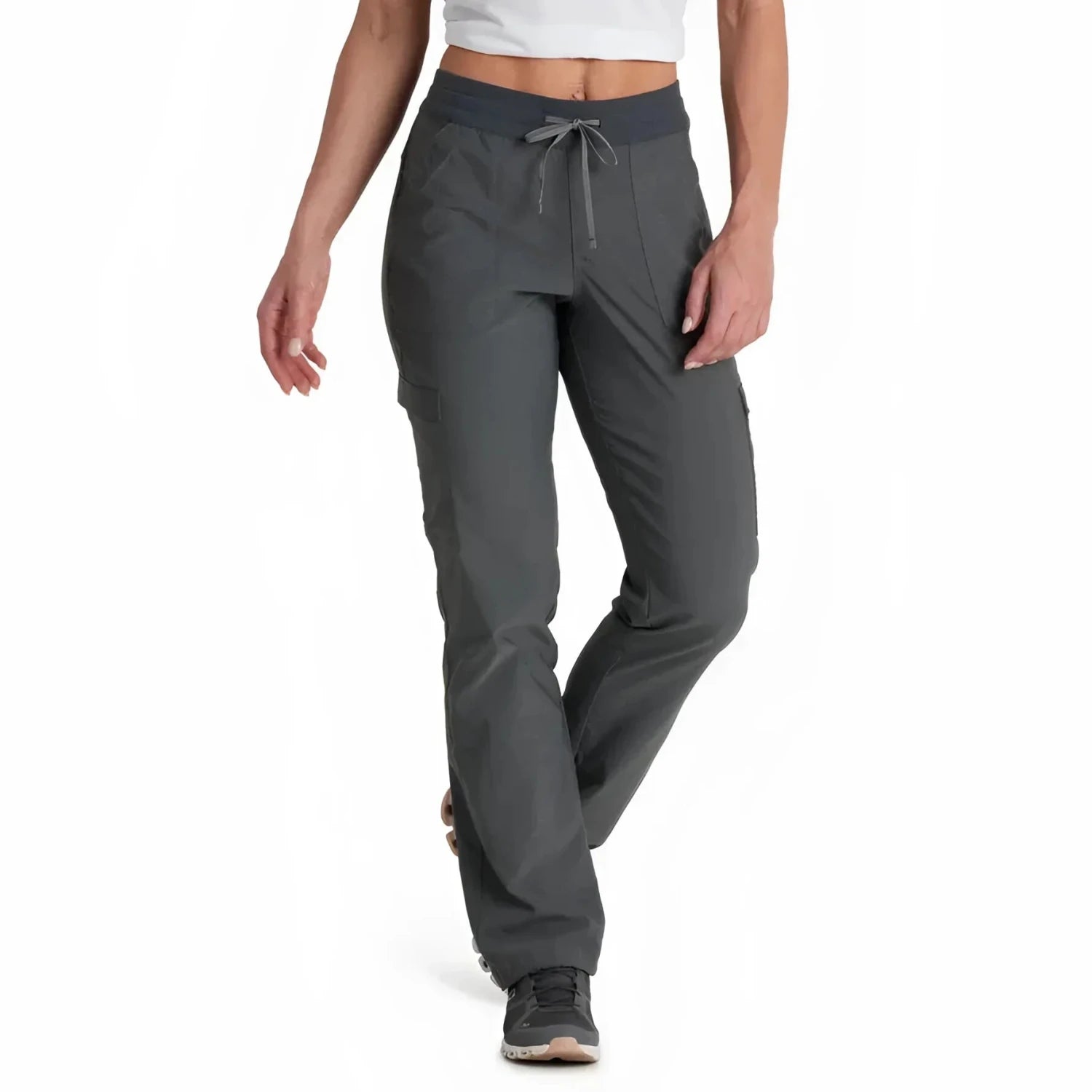 KÜHL® Women's Trekr™ Straight Pants in charcoal, on model front view