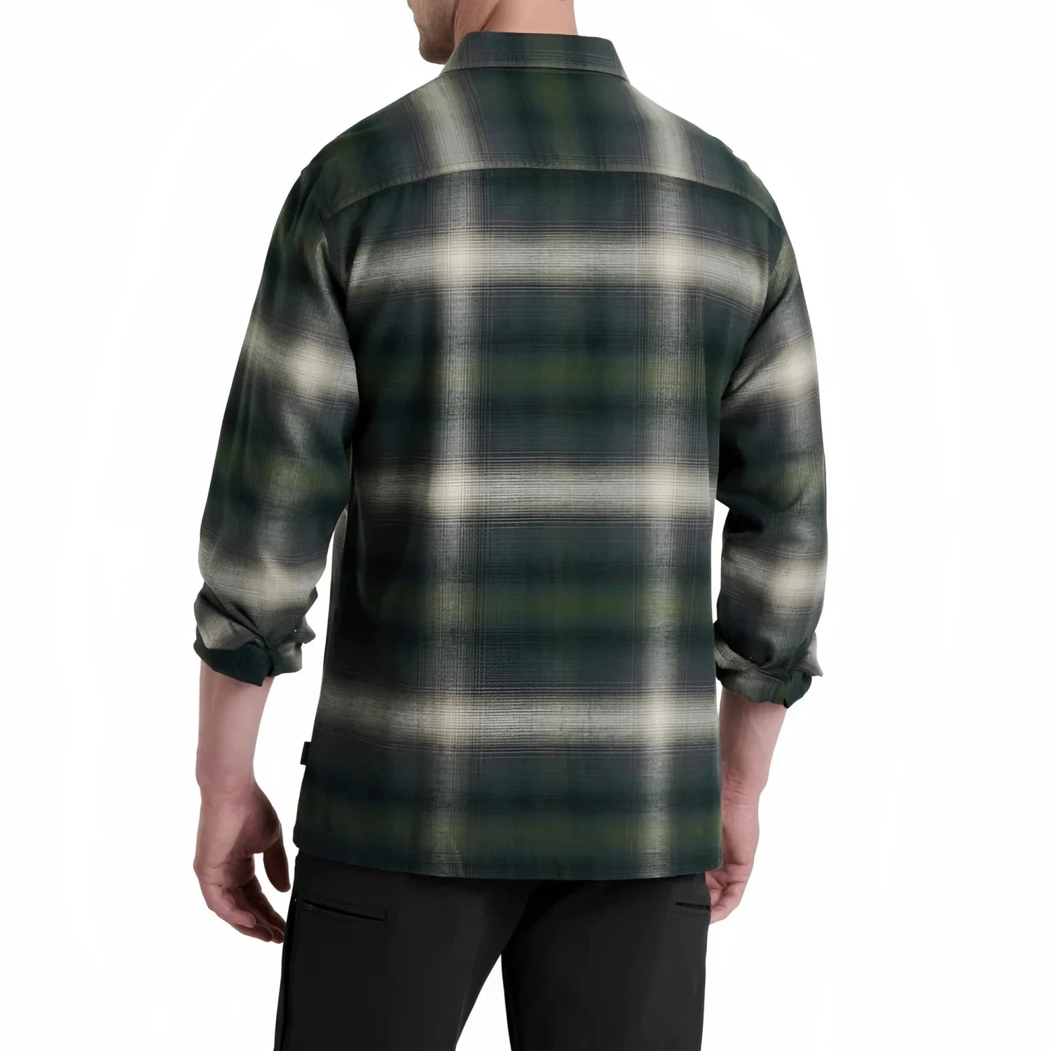 KUHL Men's Dillingr™ Flannel in dark forest, on model back view
