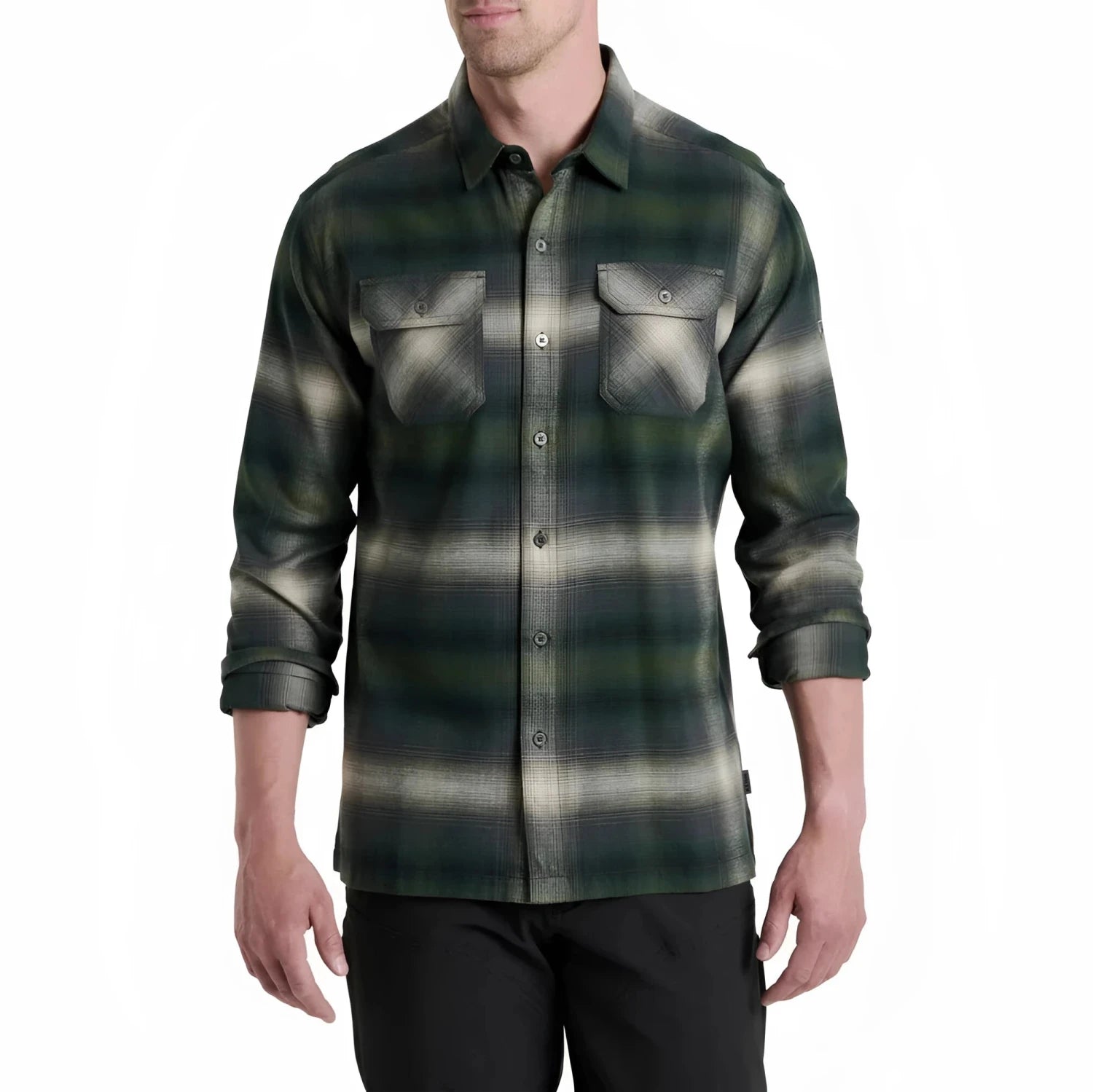 KUHL Men's Dillingr™ Flannel in dark forest, on model front view