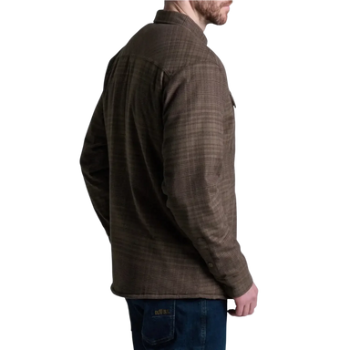 KUHL Men's Joyrydr™ Flannel Shirt-Jac in dark roast, on model side view