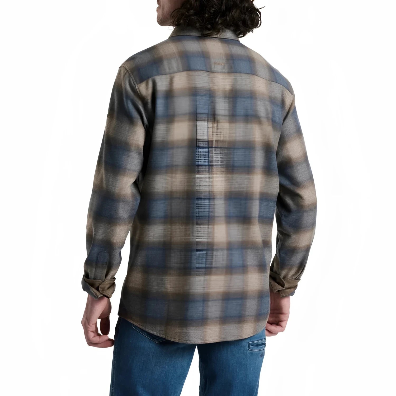 KÜHL® Men's The Law™ Flannel in midnight timber, on model back view