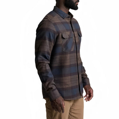 KUHL Men's Rydr™ Flannel in dark roast, on model side view