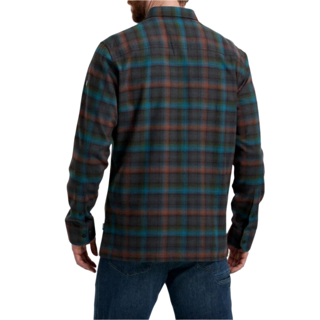 Kuhl Men's Dillingr™ Flannel shown in the Oasis color option. Back view on model.