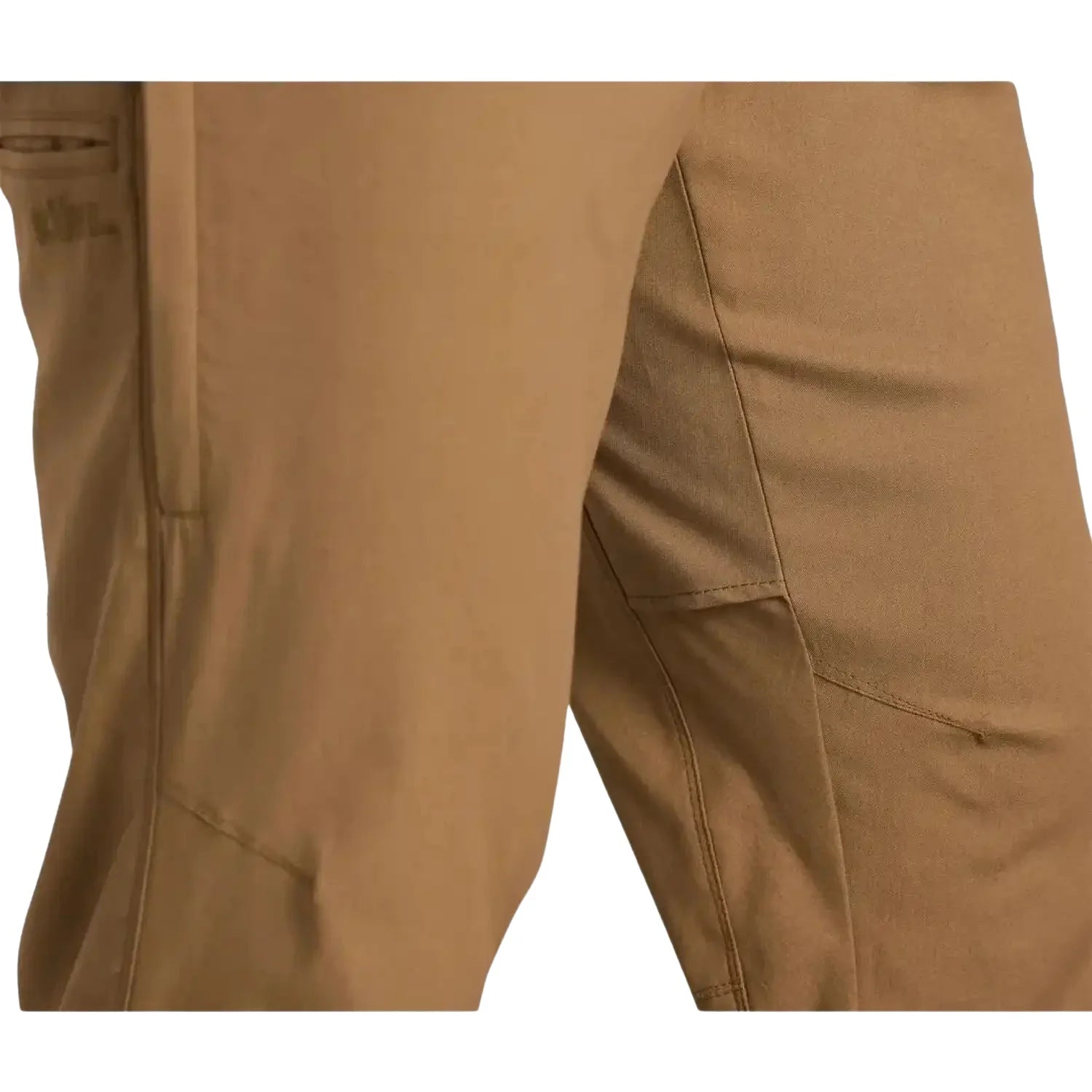 KÜHL Men's RESISTOR™ AIR Pants shown in the Dark Khaki color option. Knee view.