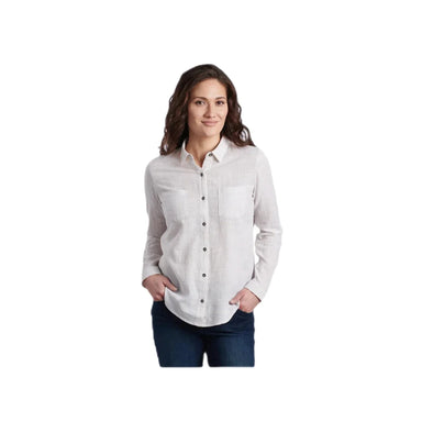 KÜHL Women's ADELE™ Shirt shown in the Natural color option. Front view.