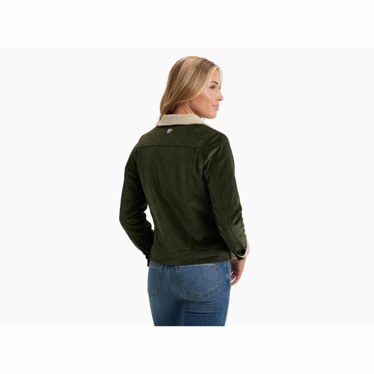 Kuhl Women's Astrid™ Lined Jacket shown in the Dark Moss color option. Back view on model.