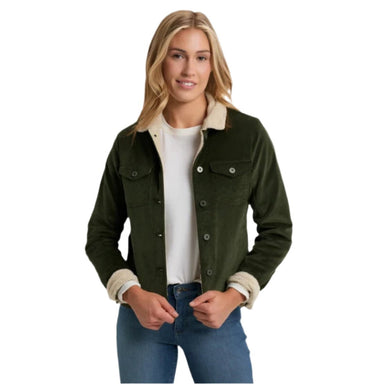 Kuhl Women's Astrid™ Lined Jacket shown in the Dark Moss color option. Front view on model.