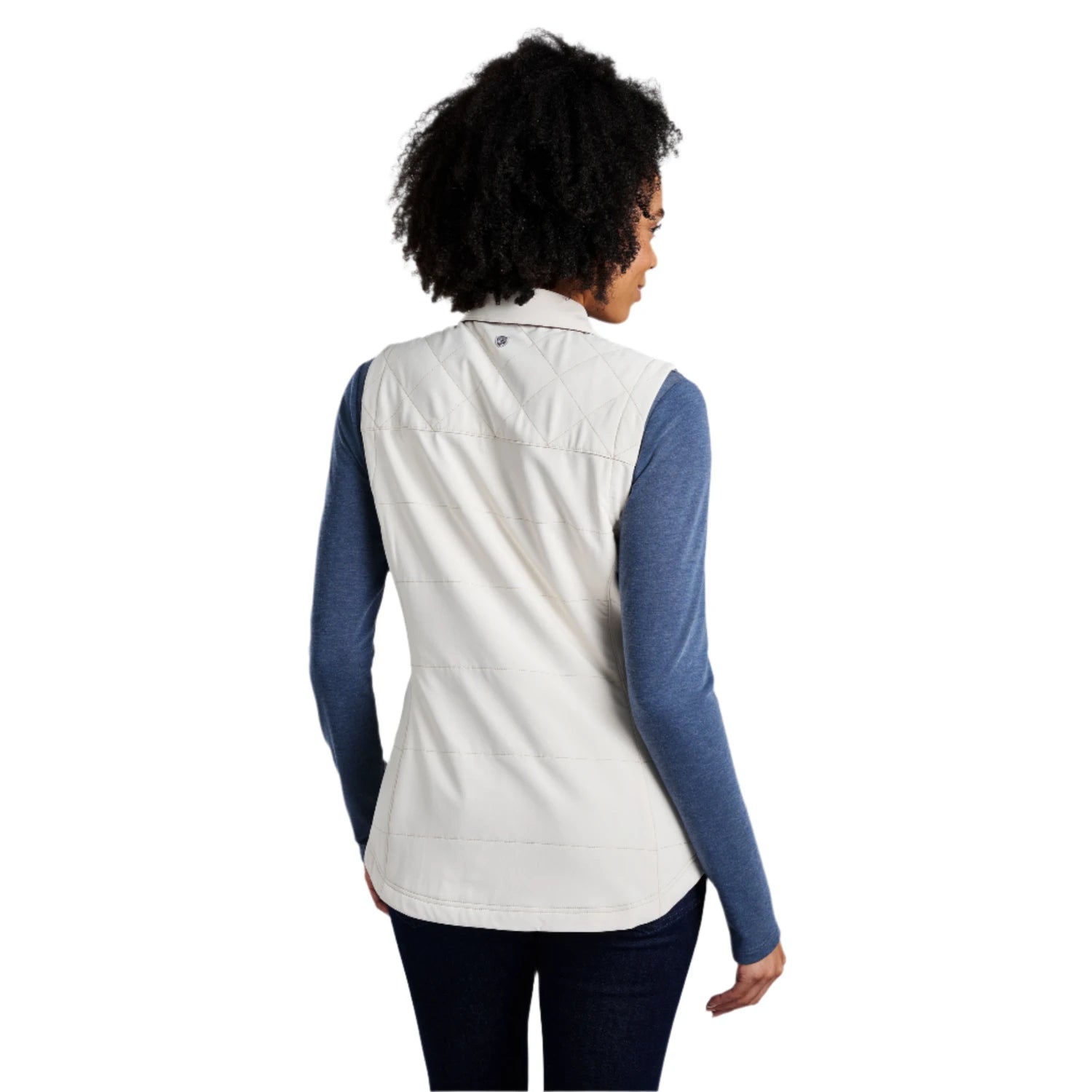 Kuhl Women's Aurora™ Vest shown in the sea salt color option. Back view on model.