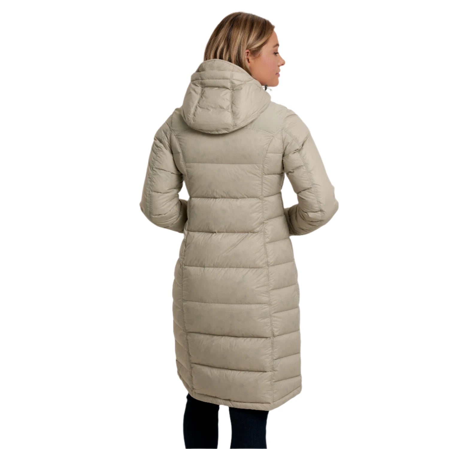 kuhl womens crossfire parka in silverstone back model view