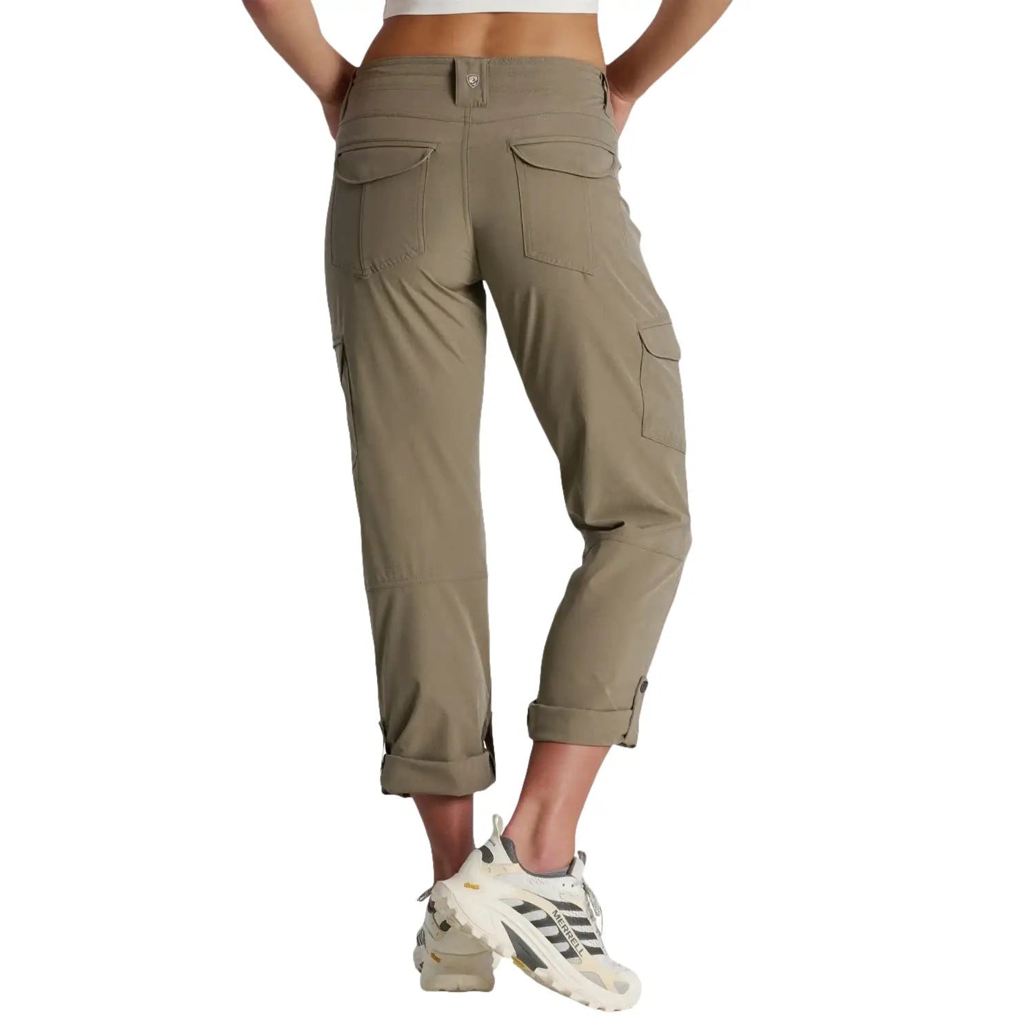 KÜHL Women's FREEFLEX™ Roll-Up Pant in fallow on model back view