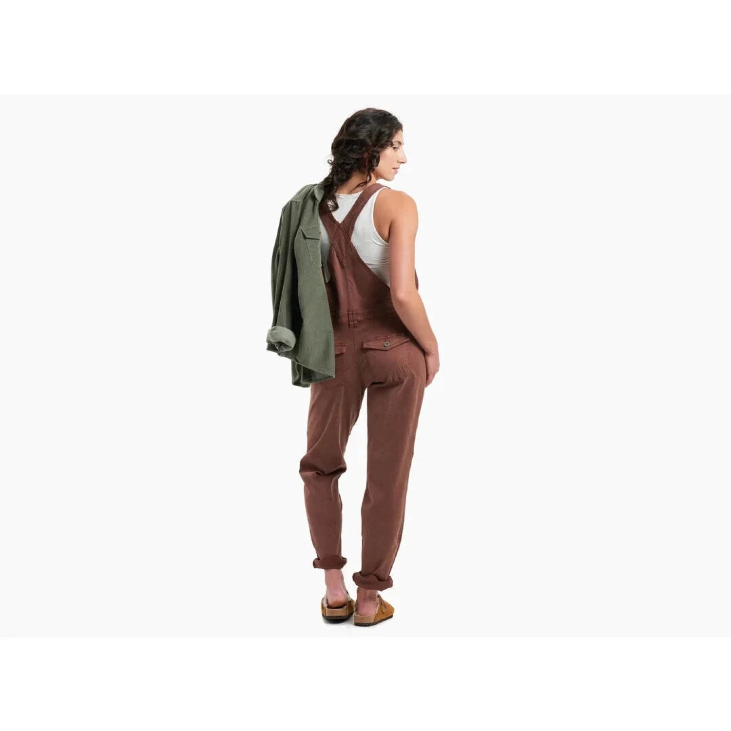 KÜHL Women's KULTIVATR™ Overall shown in the Mocha color option. Back view on model. 