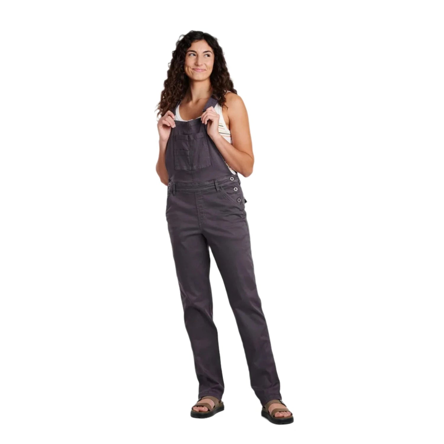 KÜHL Women's KULTIVATR™ Overall  shown in the Pavement color option. Front view on model.