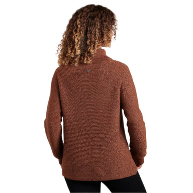 kuhl womens solace sweater in copper back model view