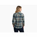 KÜHL Women's Tess™ Flannel shown in the Mineral Blue color option. Back view on a model.