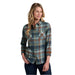 KÜHL Women's Tess™ Flannel shown in the Mineral Blue color option. Front view on a model.