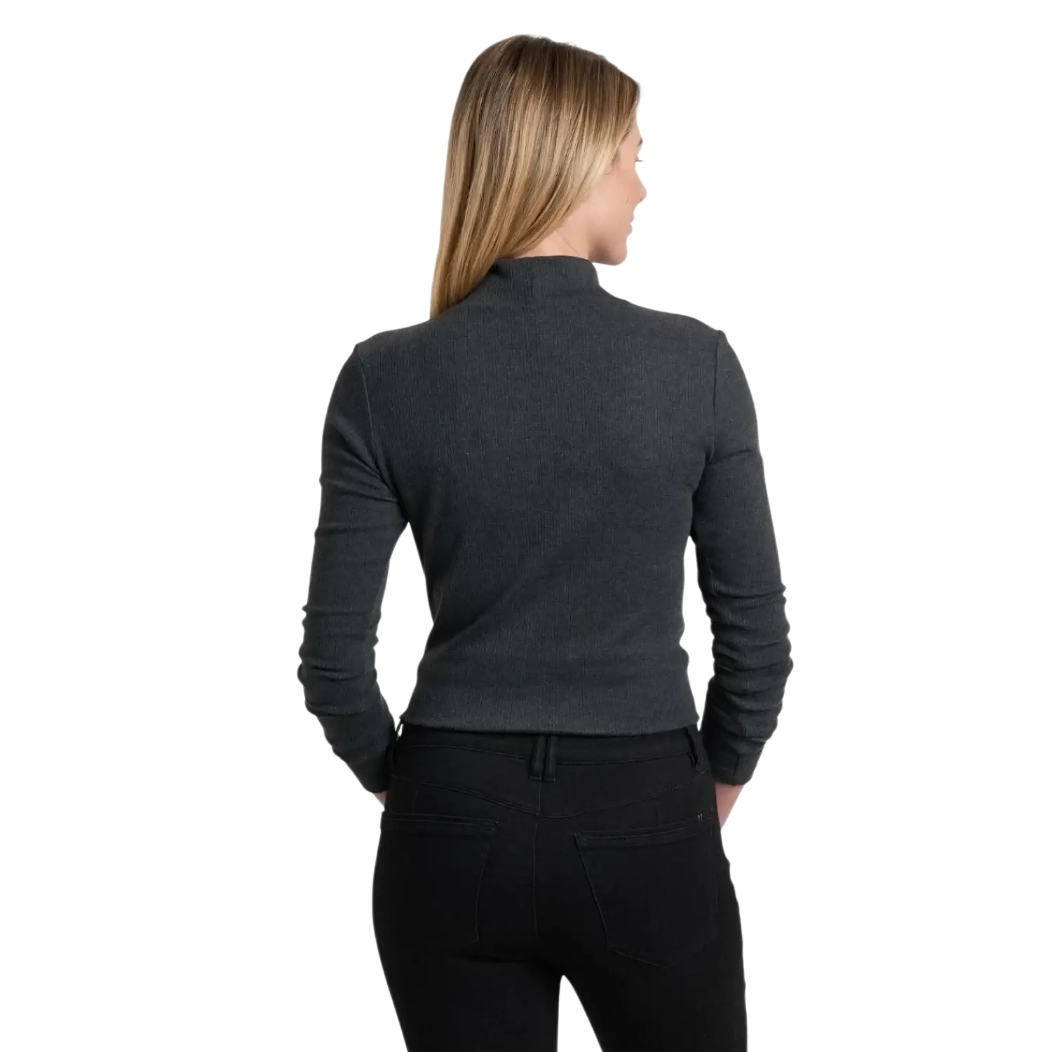 Kuhl Women's Verona Ribbed Shirt, Back view charcoal