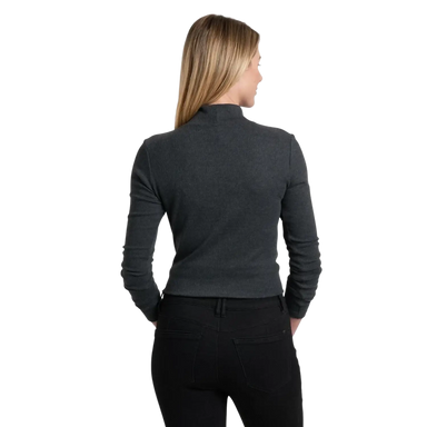 Kuhl Women's Verona Ribbed Shirt, Back view charcoal