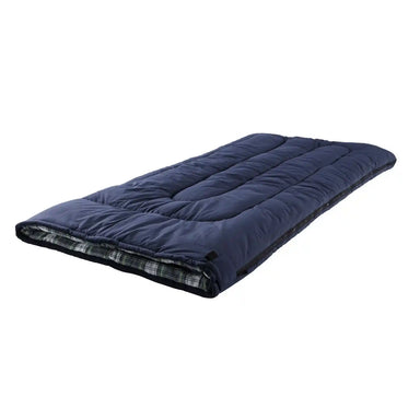 L.L. Bean K's Flannel Lined Camp Sleeping Bag, 40°, Bright Navy Gordon, flat view 