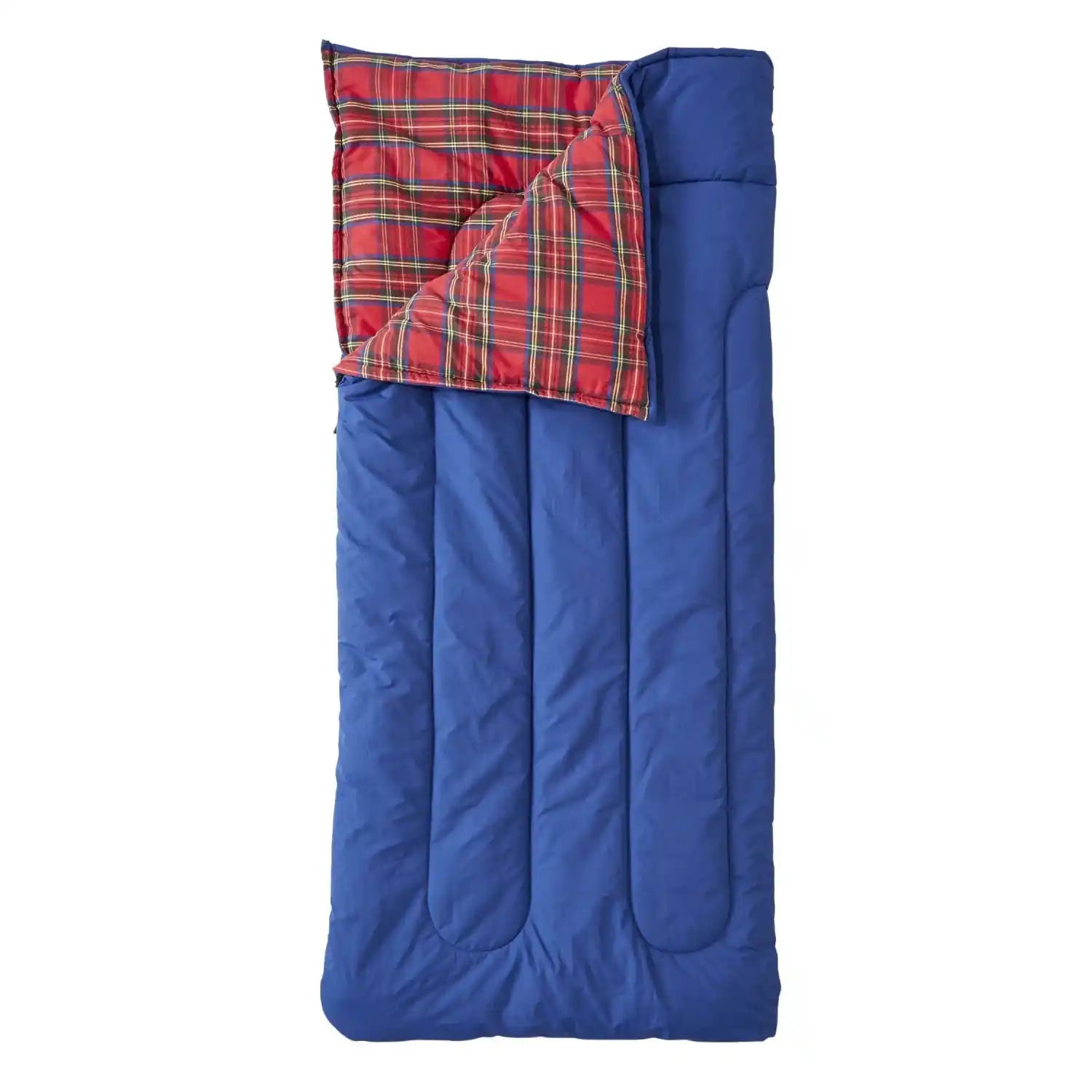 L.L. Bean K's Flannel Lined Camp Sleeping Bag, 40°, Regatta Blue Royal, top view