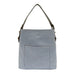 Joy Susan Classic Hobo Handbag in wedgewood blue & coffee, front view