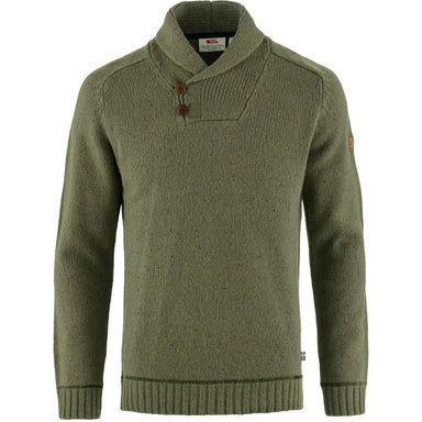 Fjällräven Men's Lada Sweater shown in the Laurel Green color option. Front view.