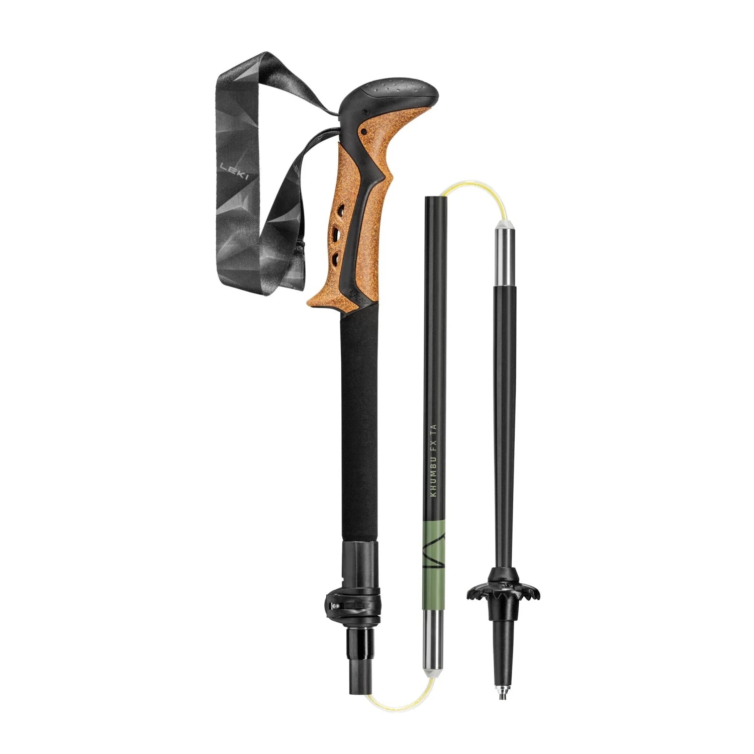 Hiking pole with adjustable shafts on a white background