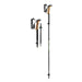 Two hiking poles with adjustable shafts on a white background