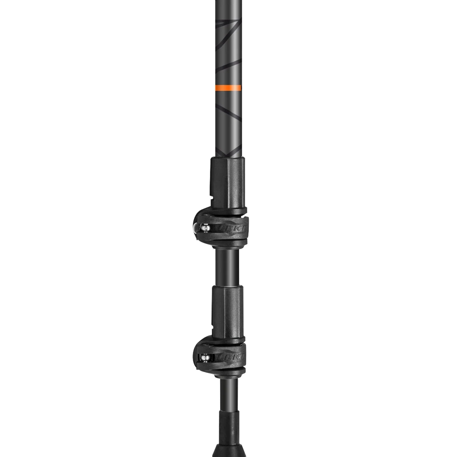 Black hiking pole on a white background