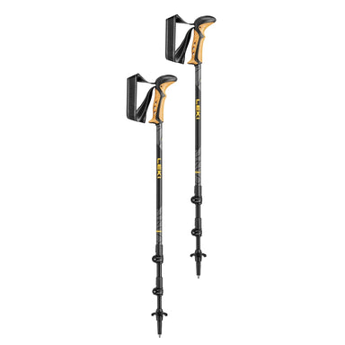 leki usa khumbu lite trekking pole pair in orange anthracite black collapsed view