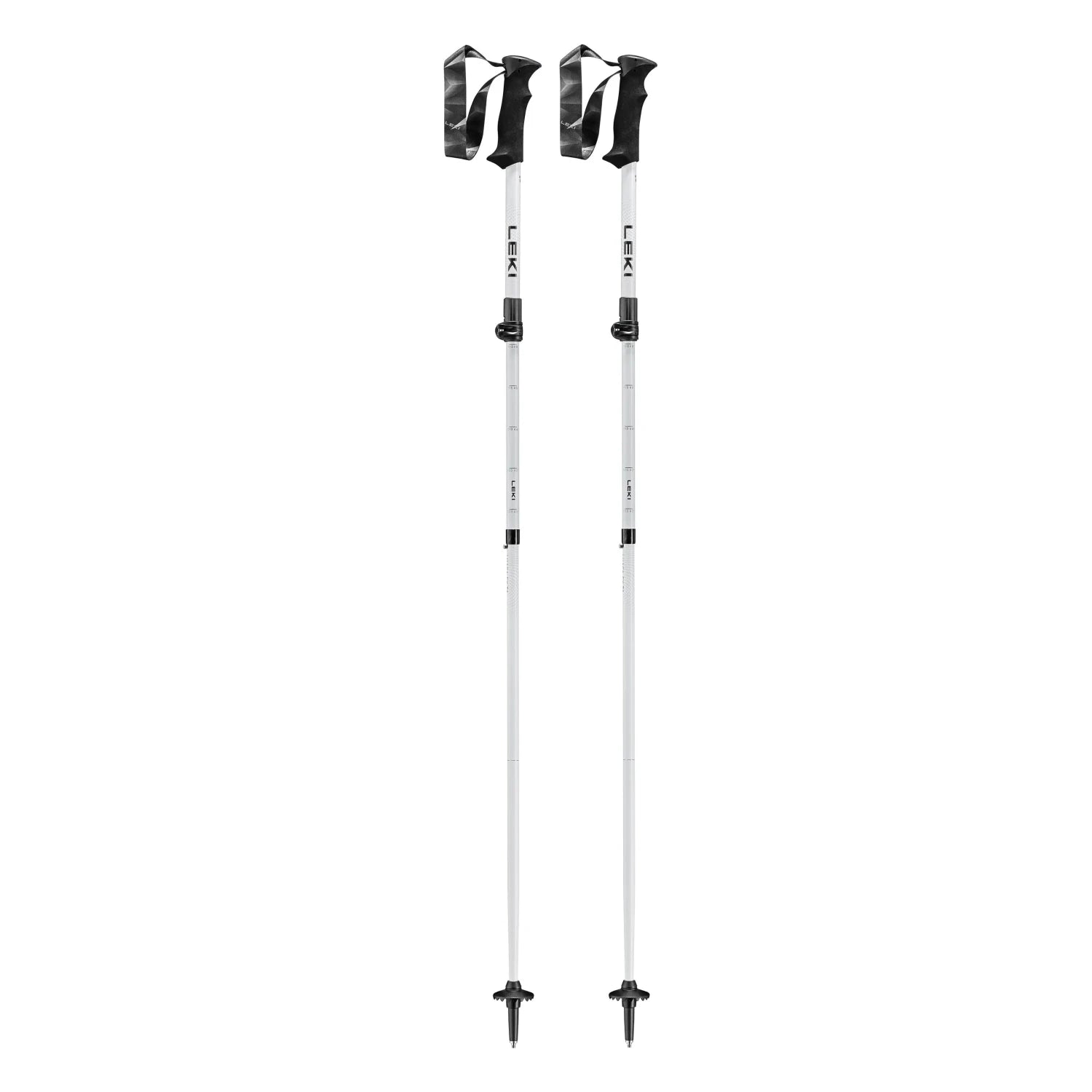 leki usa lhasa fx ta trekking poles in white alto dark grey front flat pair view