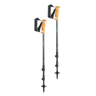 leki usa lhasa trekking poles in light blue anthracite white collapsed view