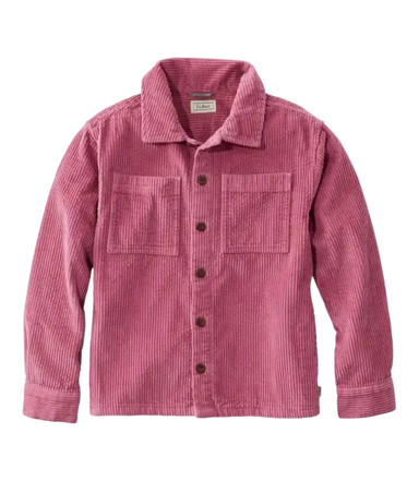 Kid's L.L.Bean Comfort Corduroy Shirt in Dark Plum Rose, front view flat