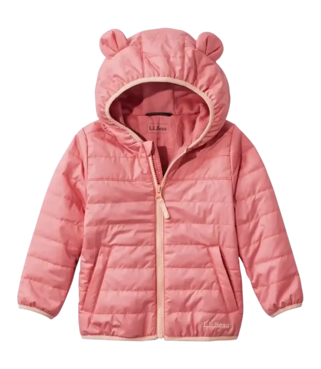 L.L. Bean Kid's Fleece-Lined Insulated Jacket in Field Rose, front view flat