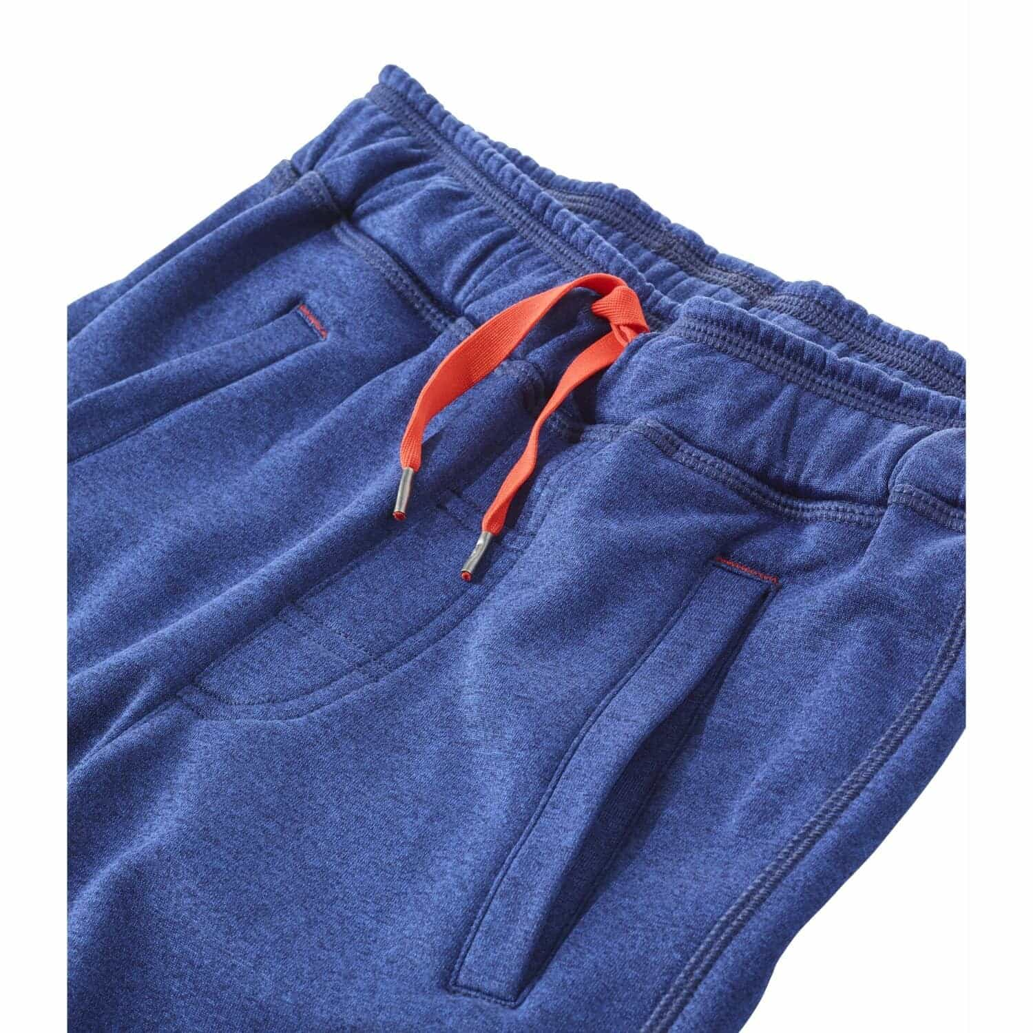 L.L. Bean K's Mountain Fleece Pants, Regatta Blue Heather, front view of waistband flat