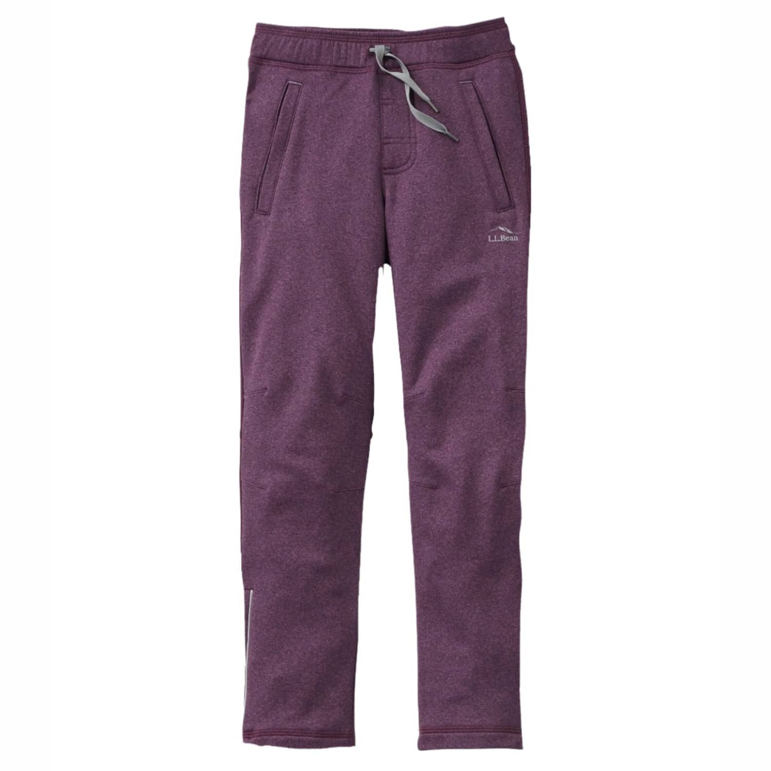 L.L. Bean K's Mountain Fleece Pants, Plum Grape Heather, front view flat 