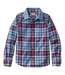 L.L. Bean Kid's Scotch Plaid Flannel Shirt in Blue Ridge Plaid, front view flat