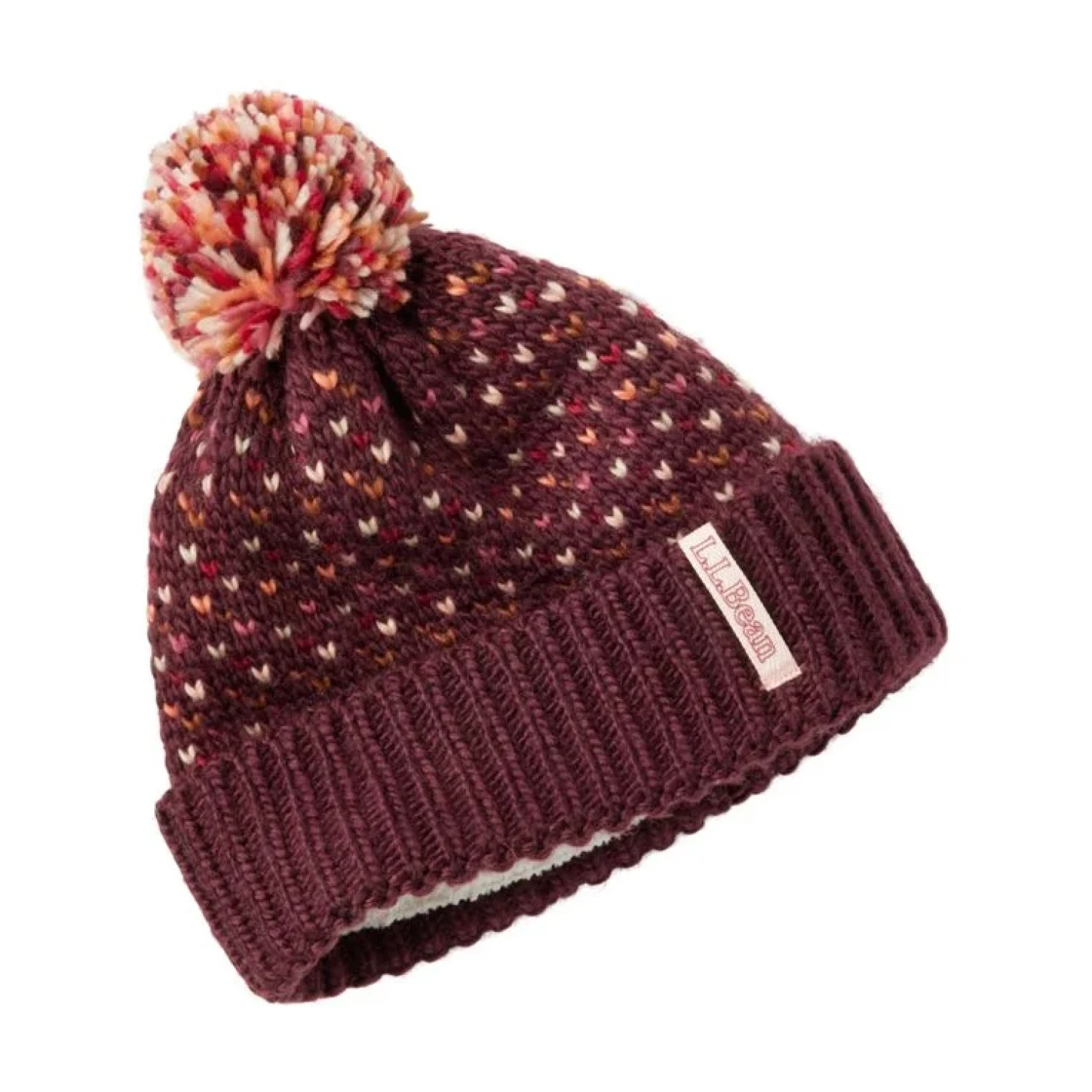 Maroon hat with multicolor pom