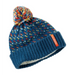 Blue hat with multicolor pom