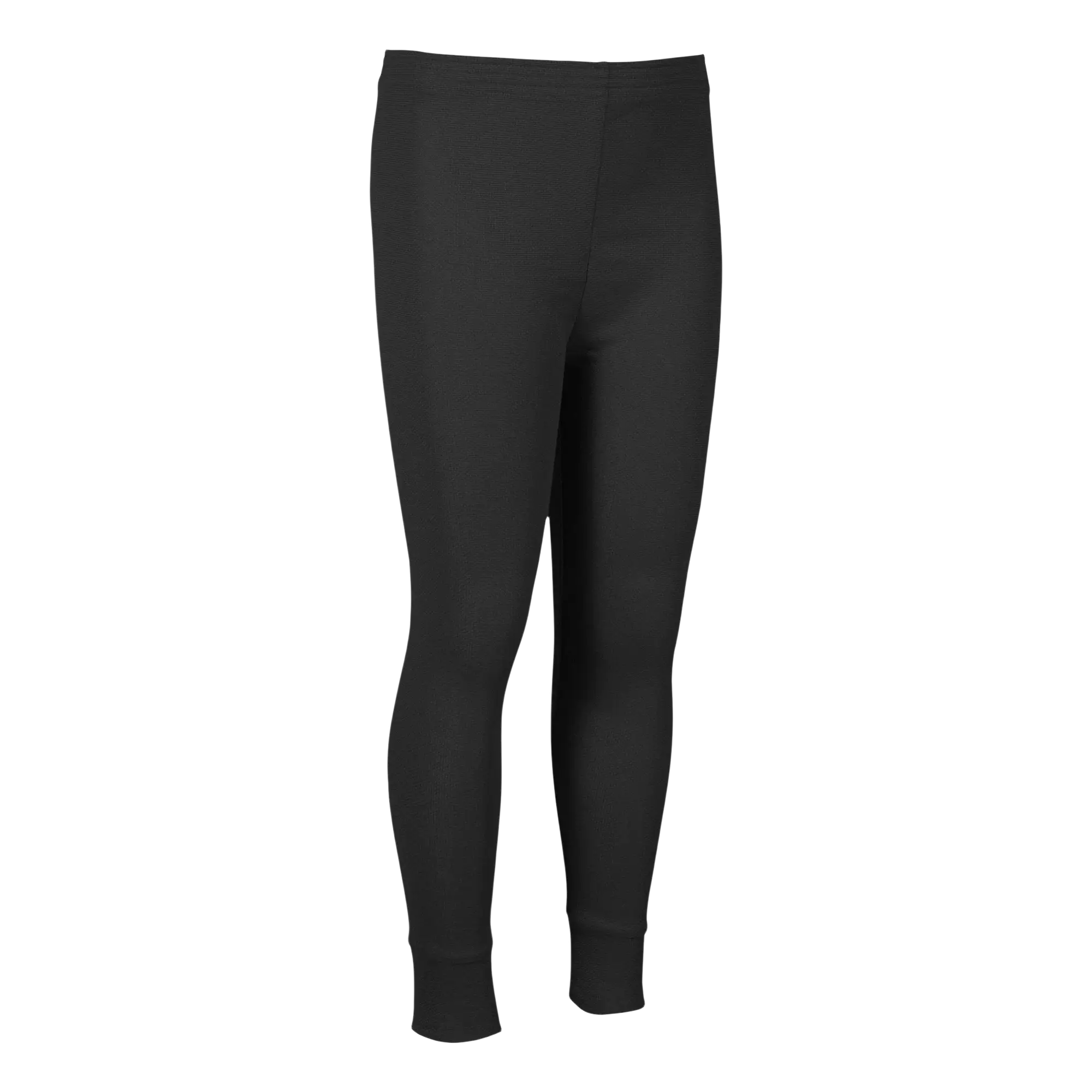 LL Bean Kid's Wicked Warm Midweight Long Underwear in Black, front view flat

