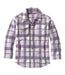 Patagonia Kid's Cozy Fleece Shirt Jacket shown in the Lavender Ice color option. Front view.