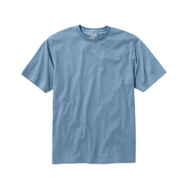 LL Bean Men's Carefree Unshrinkable Tee shown in the Delta Blue color option. Front view.