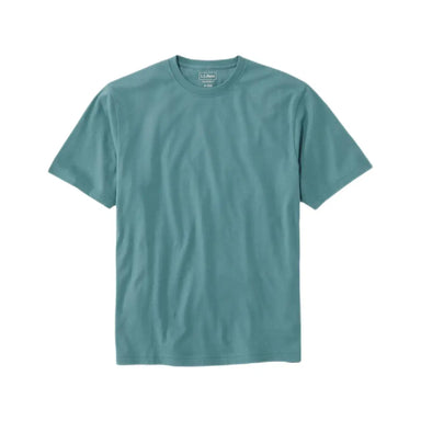 LL Bean Men's Carefree Unshrinkable Tee shown in the Soft Spruce color option. Front view.