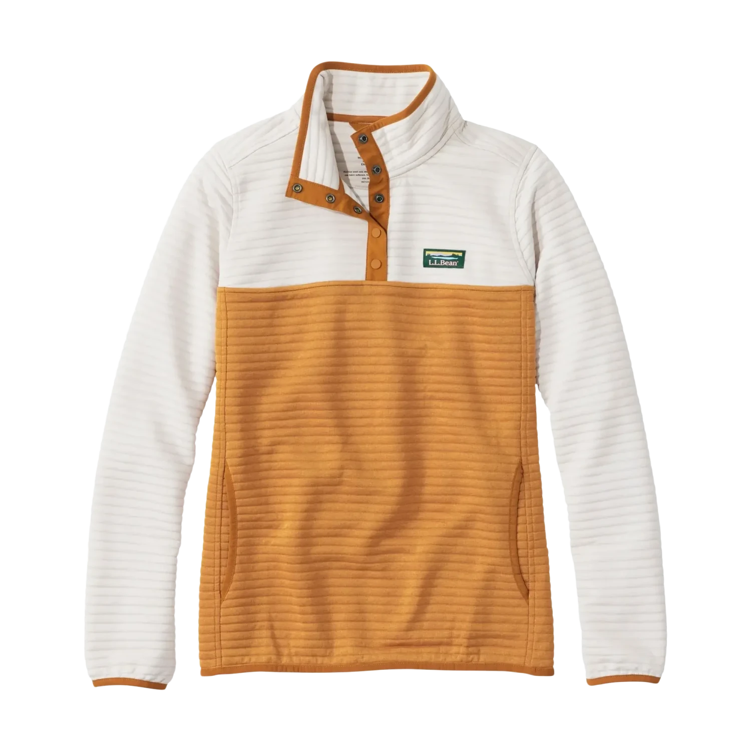 LL Bean Women's Airlight Knit Pullover in Shore Dark Bronze Heather, front view flat