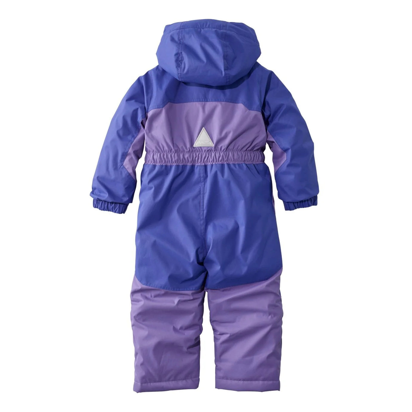 llbean baby cold buster snowsuit in Bright Sapphire/Deep Periwinkle back flat view