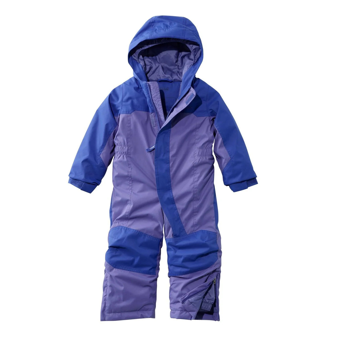 llbean baby cold buster snowsuit in Bright Sapphire/Deep Periwinkle front flat view