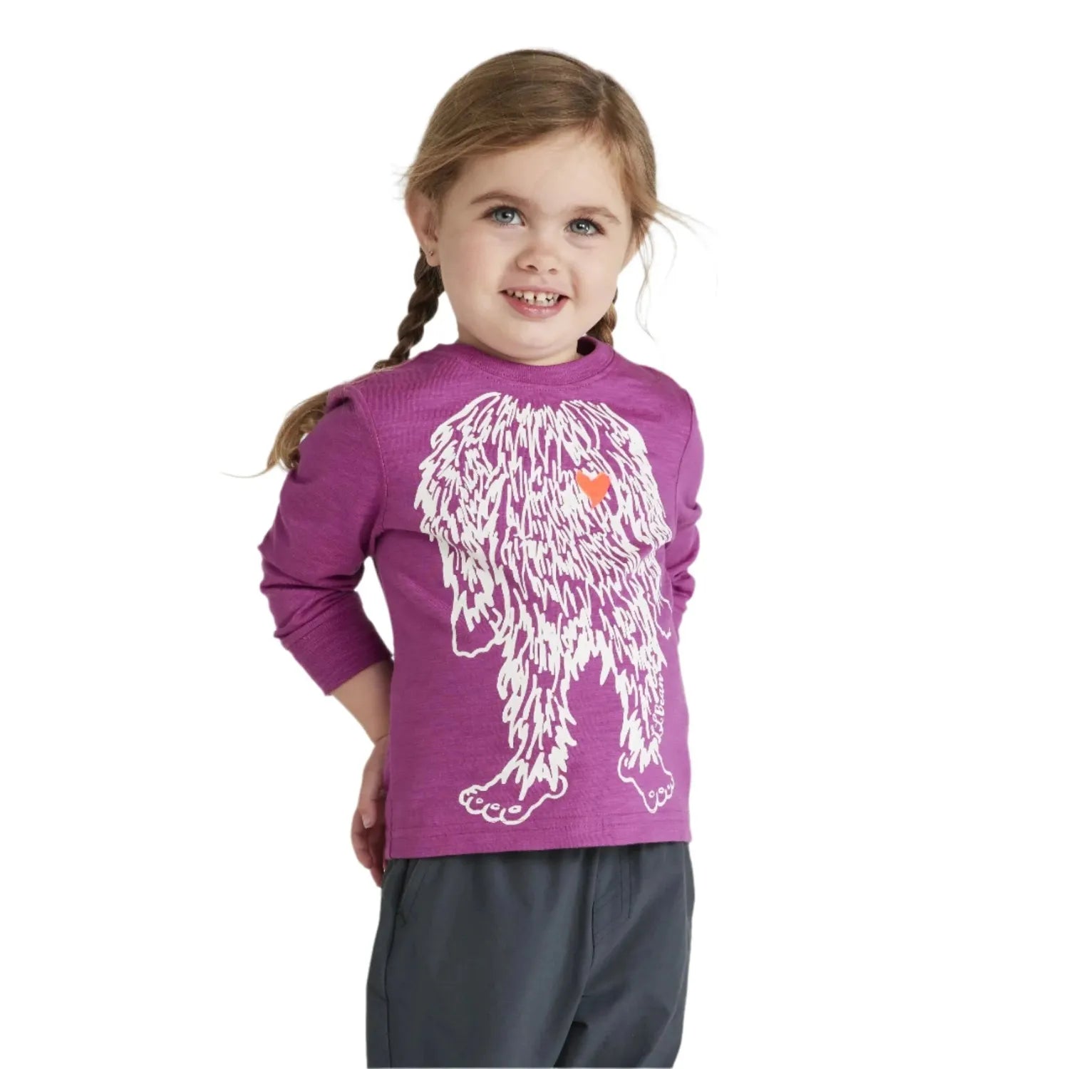 L.L. Bean Baby Graphic Tee, Long-Sleeve Glow-in-the-Dark, Wild Aster Mountains, front view model 