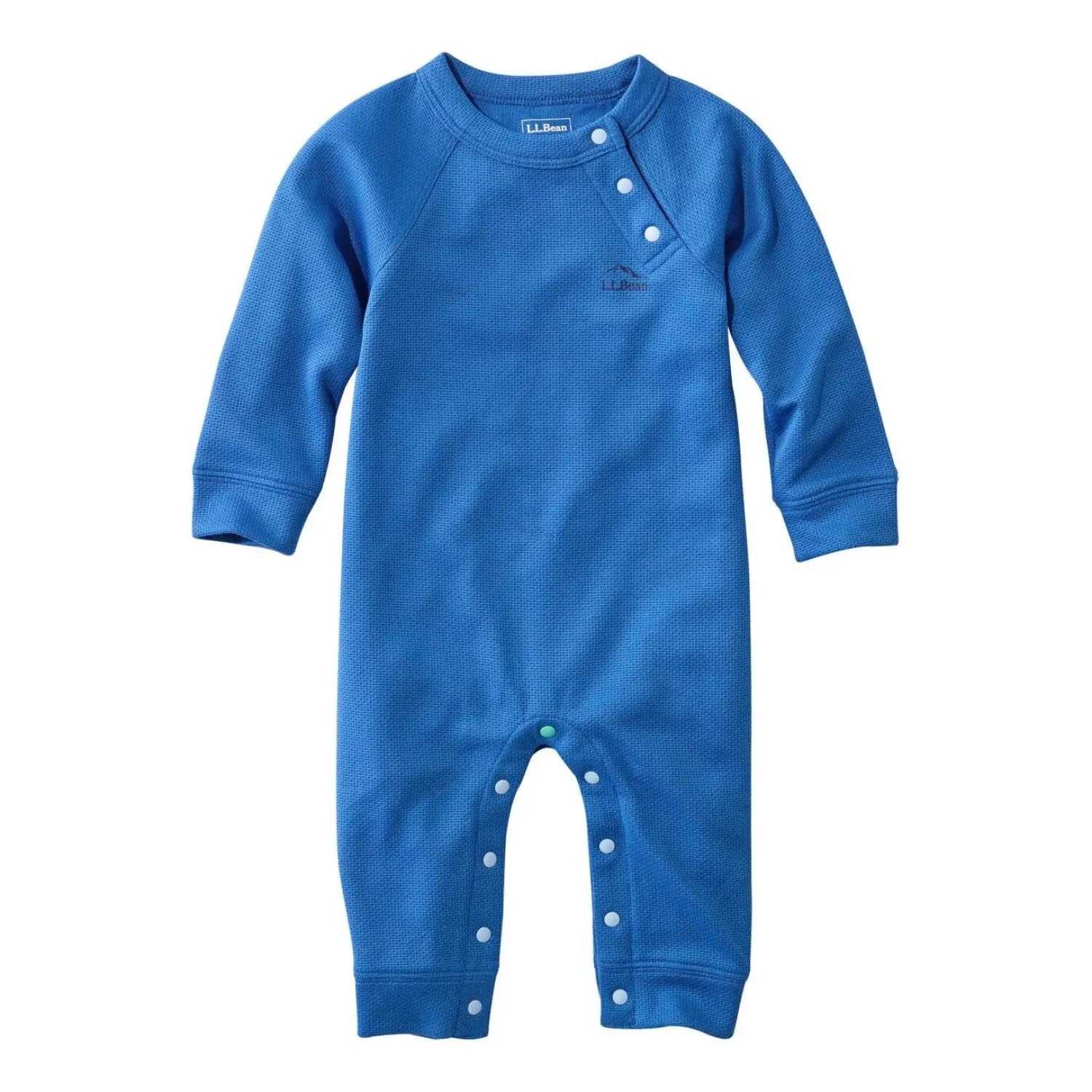 llbean baby wicked warm onesie in cobalt blue front flat view