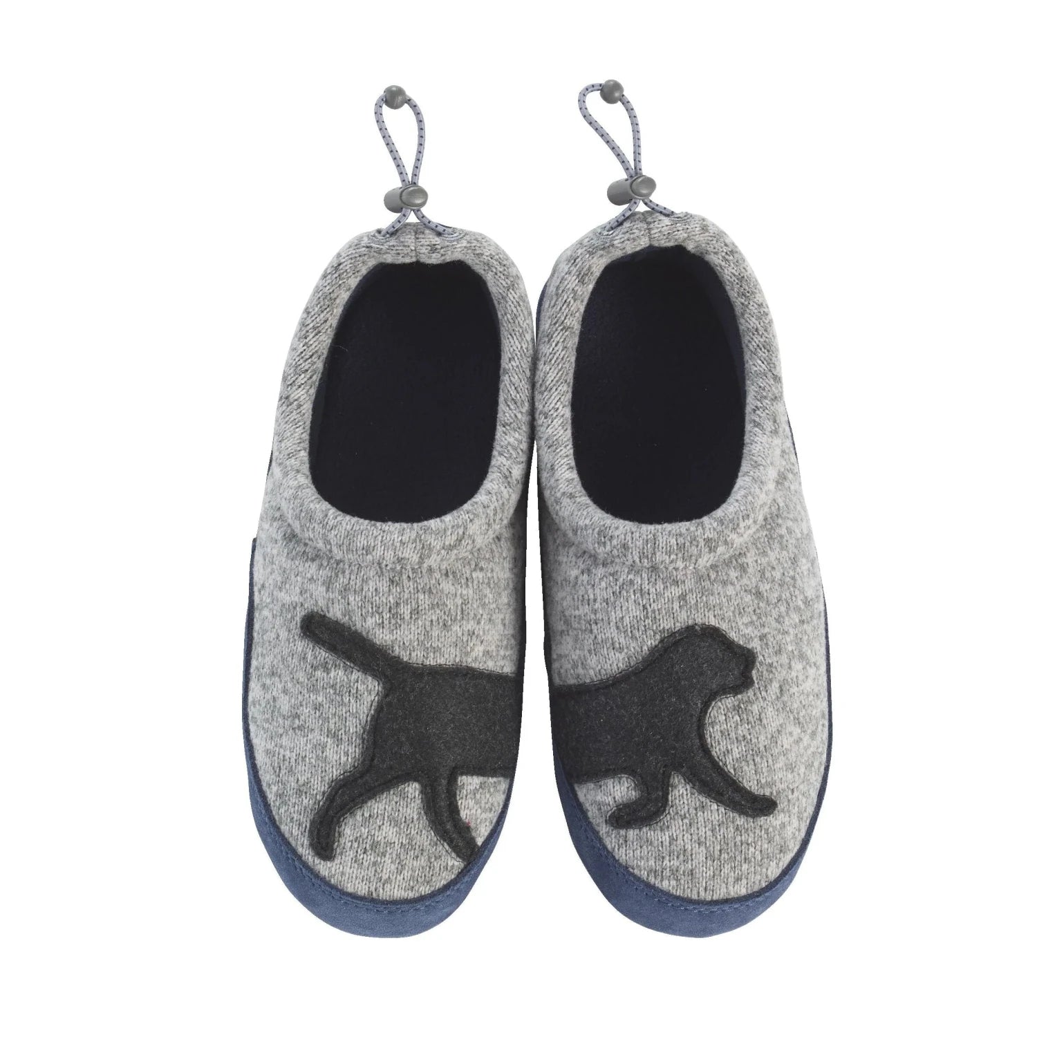 L.L. Bean K's Sweater Fleece Slippers, Grey Heather Dog, top view of pair 